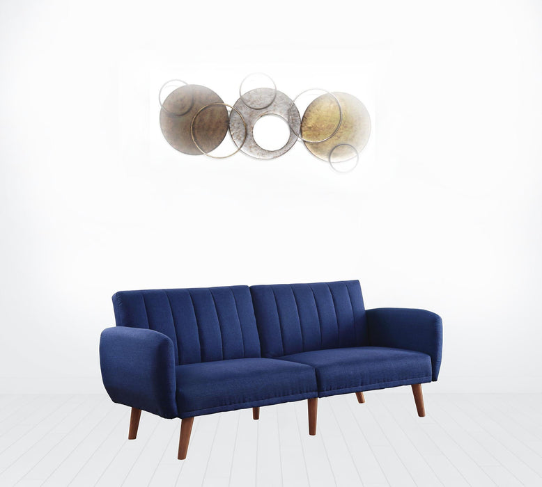 Sleeper Sofa 76" - Blue Linen And Wood Brown