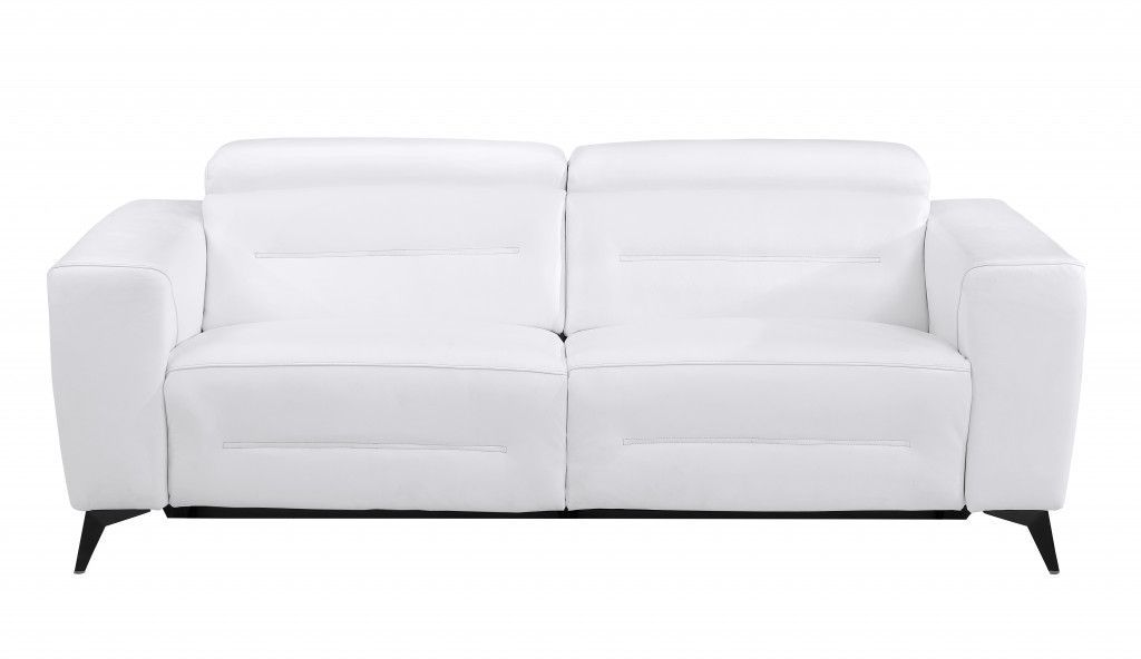 Italian Leather Reclining Sofa 83" - White