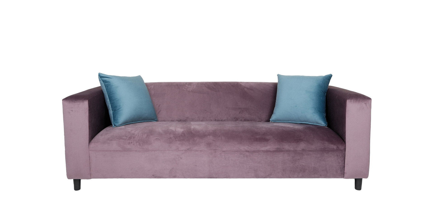 Sofa With Toss Pillows 72" - Lavender Velvet And Black