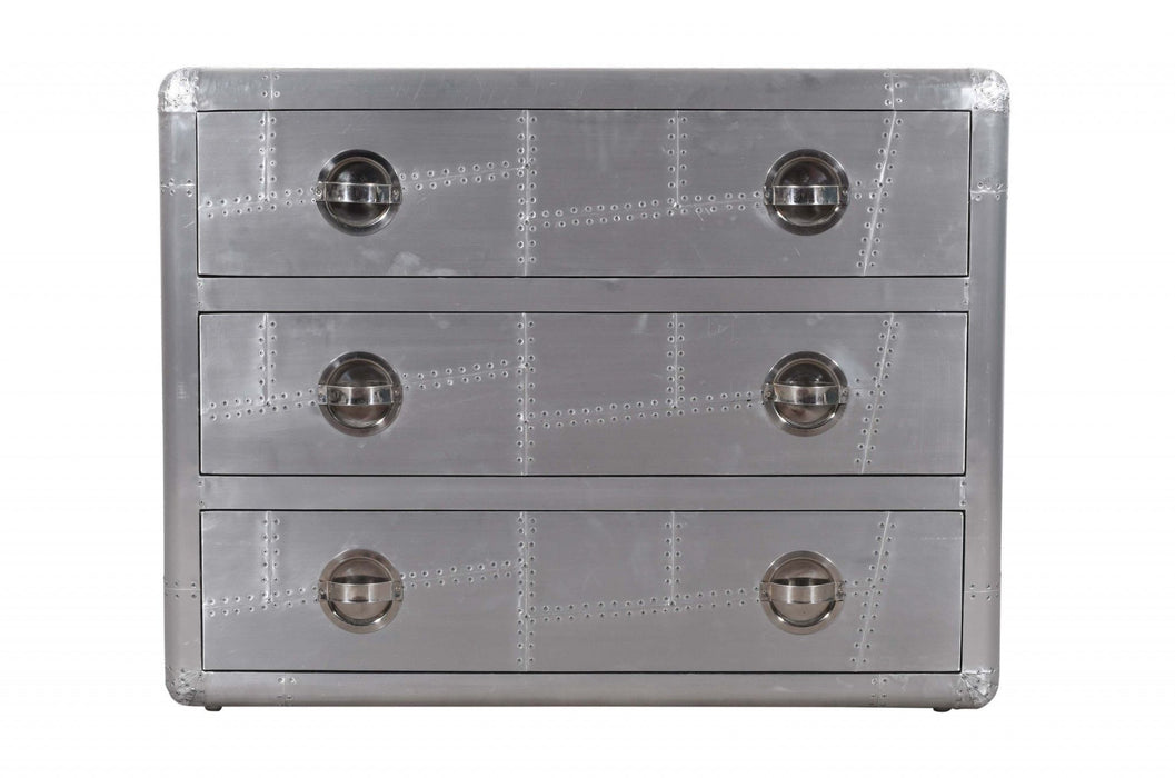 Aluminum Three Drawer Standard Dresser 42" - Light Silver