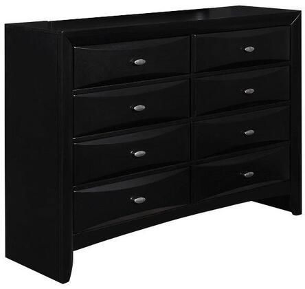 Solid Wood Eight Drawer Double Dresser 59" - Black