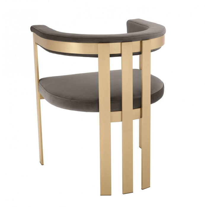 Velvet Arm Chair 24" - Gray and Gold
