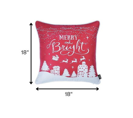 Christmas Lights And Reindeer Throw Pillow - Red