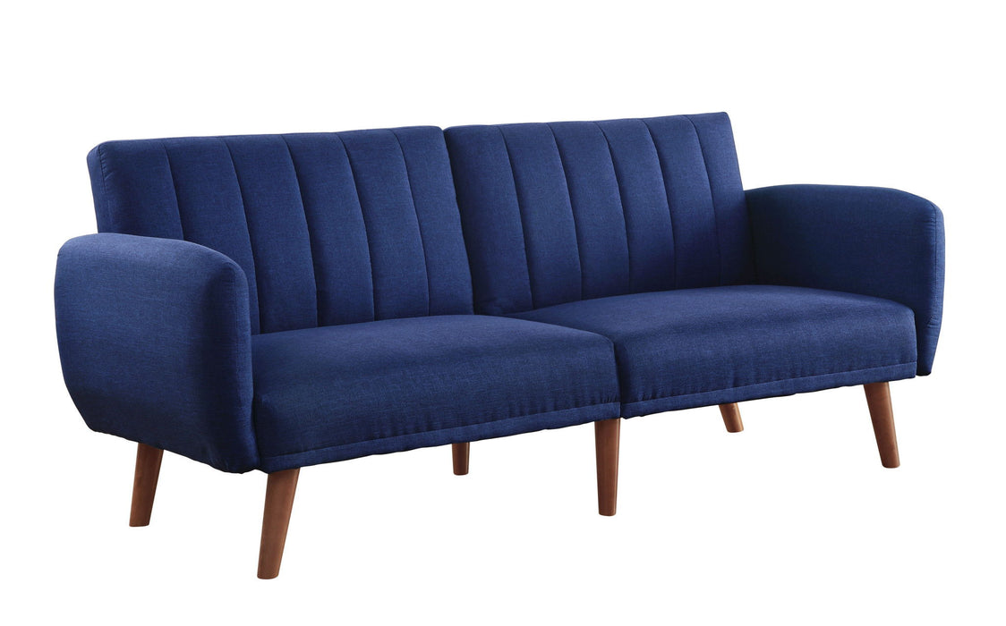Sleeper Sofa 76" - Blue Linen And Wood Brown
