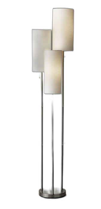 3 Light Novelty Floor Lamp With Drum Shade - White