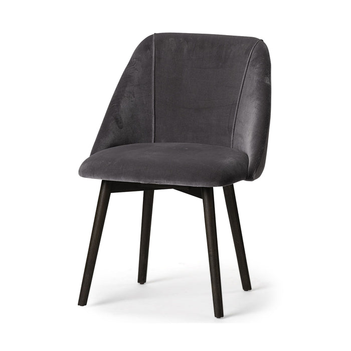 Gray Velvet Wrap With Black Wood Base Dining Chair
