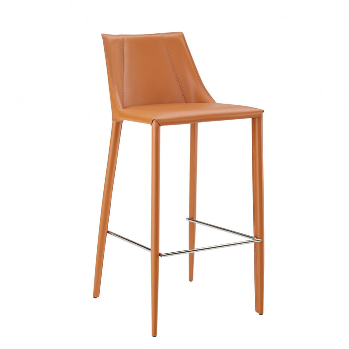 Steel Low Back Bar Height Chair With Footrest 40" - Terra Cotta