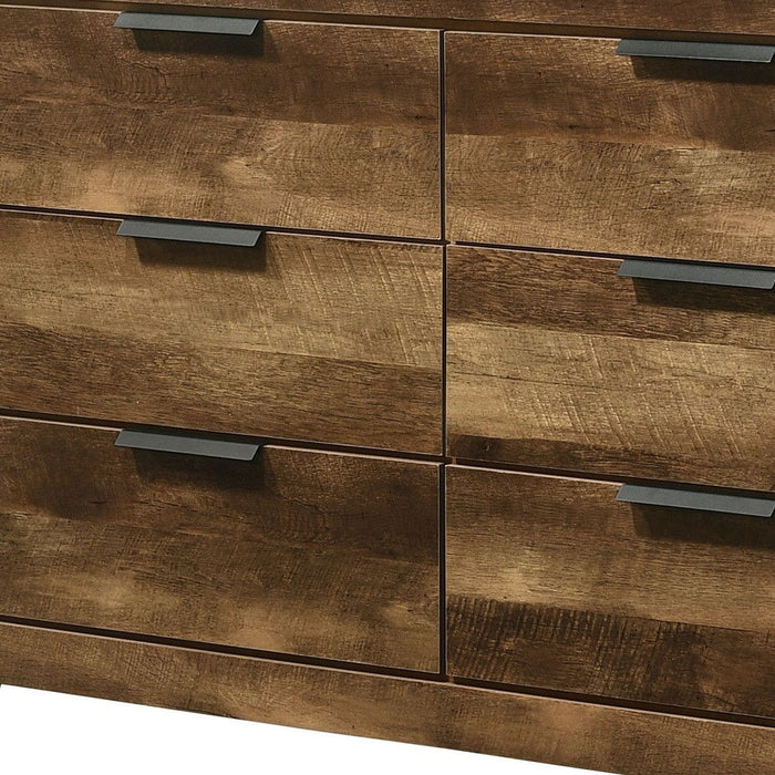 Manufactured Wood Six Drawer Standard Dresser 57" - Rustic Oak Finish