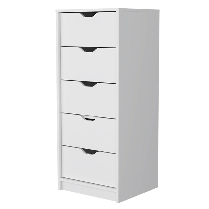 Manufactured Wood Five Drawer Narrow Dresser 18" - White