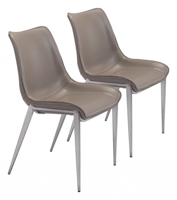 Stich Faux Leather Side or Dining Chairs (Set of 2) - Gray