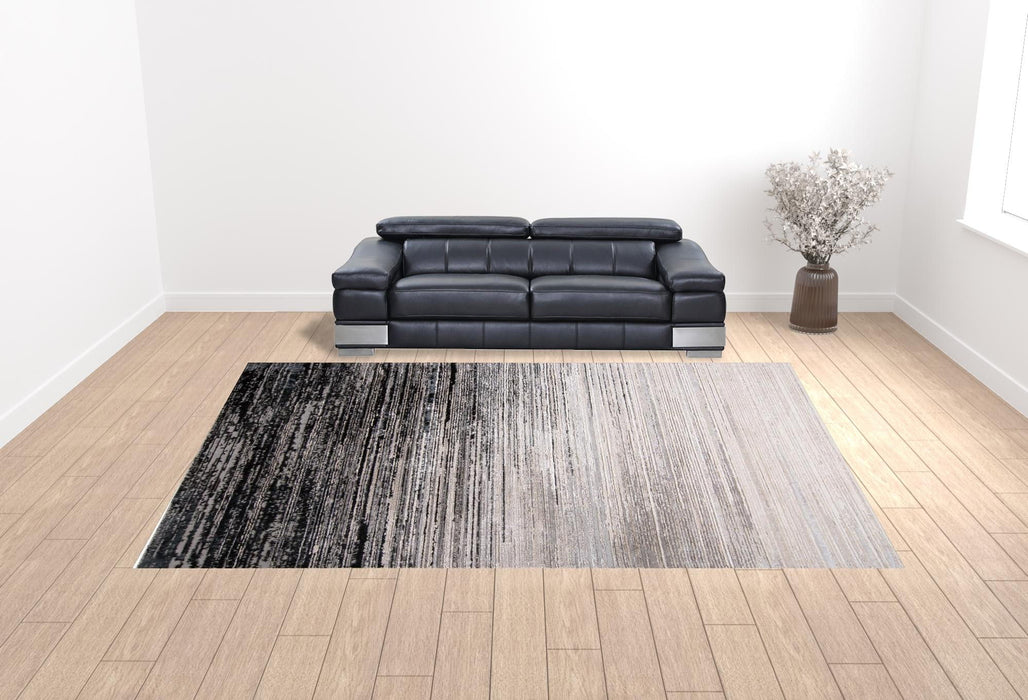 Abstract Area Rug - Black And Dark Gray - 12' X 15'