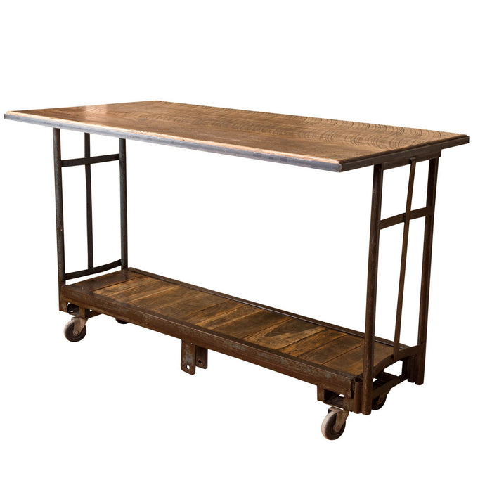 Rustic Solid Wood High Top Bar Table 64" - Brown And Black