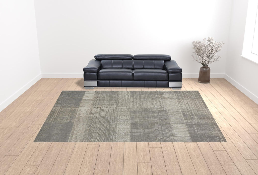 Abstract Area Rug - Gray And Ivory - 12' X 15'