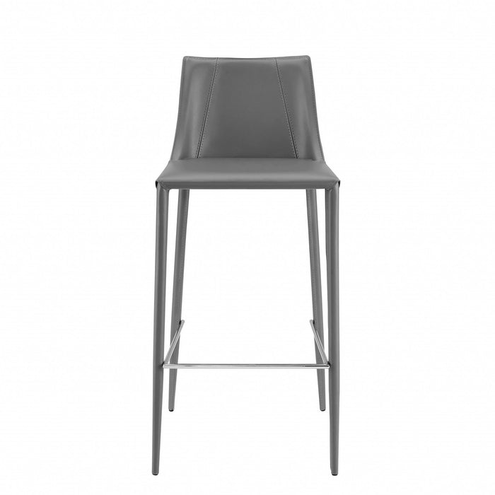 Low Back Bar Height Chair With Footrest - 40" Gray Steel