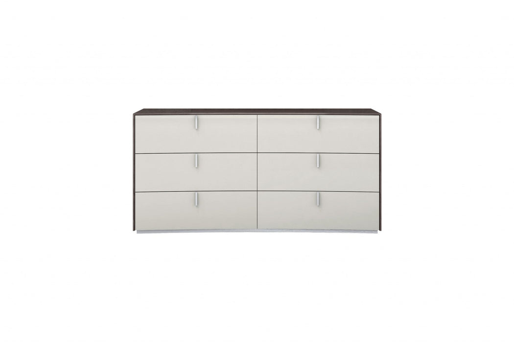 Manufactured Wood Six Drawer Double Dresser 62" - Gray