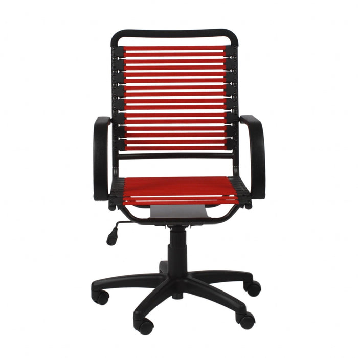 Flat Bungee Cord High Back Office Chair - Black And Red