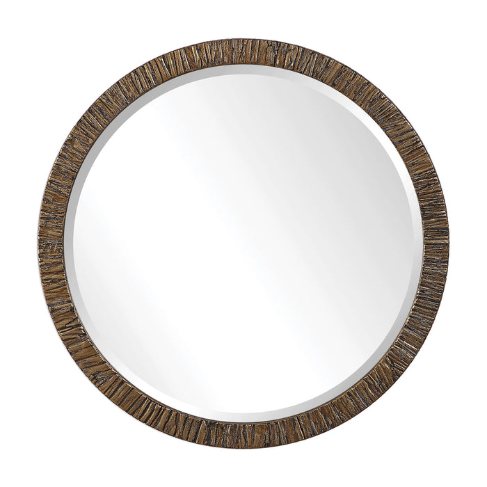 Wayde - Bark Round Mirror - Gold