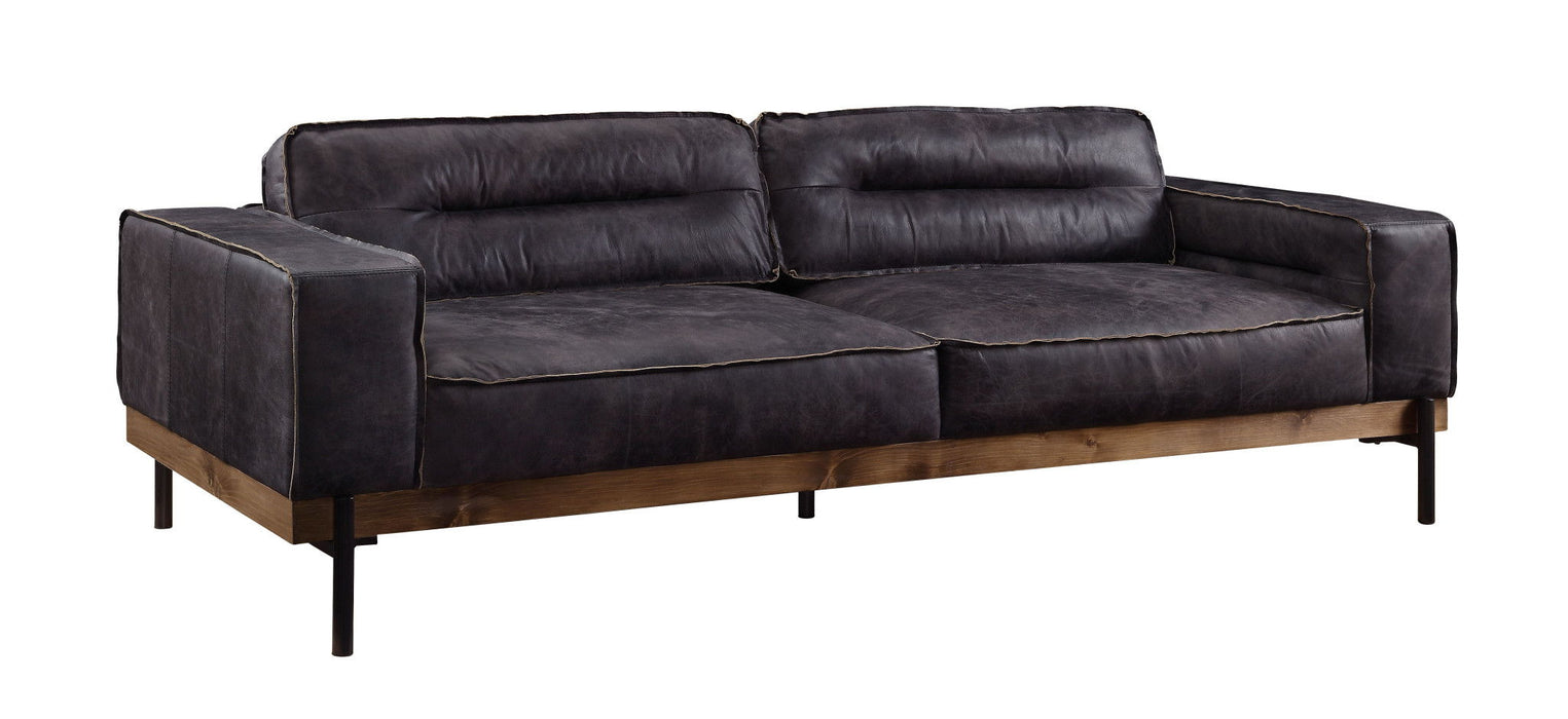 Top Grain Leather Sofa 96" - Antique Ebony Black