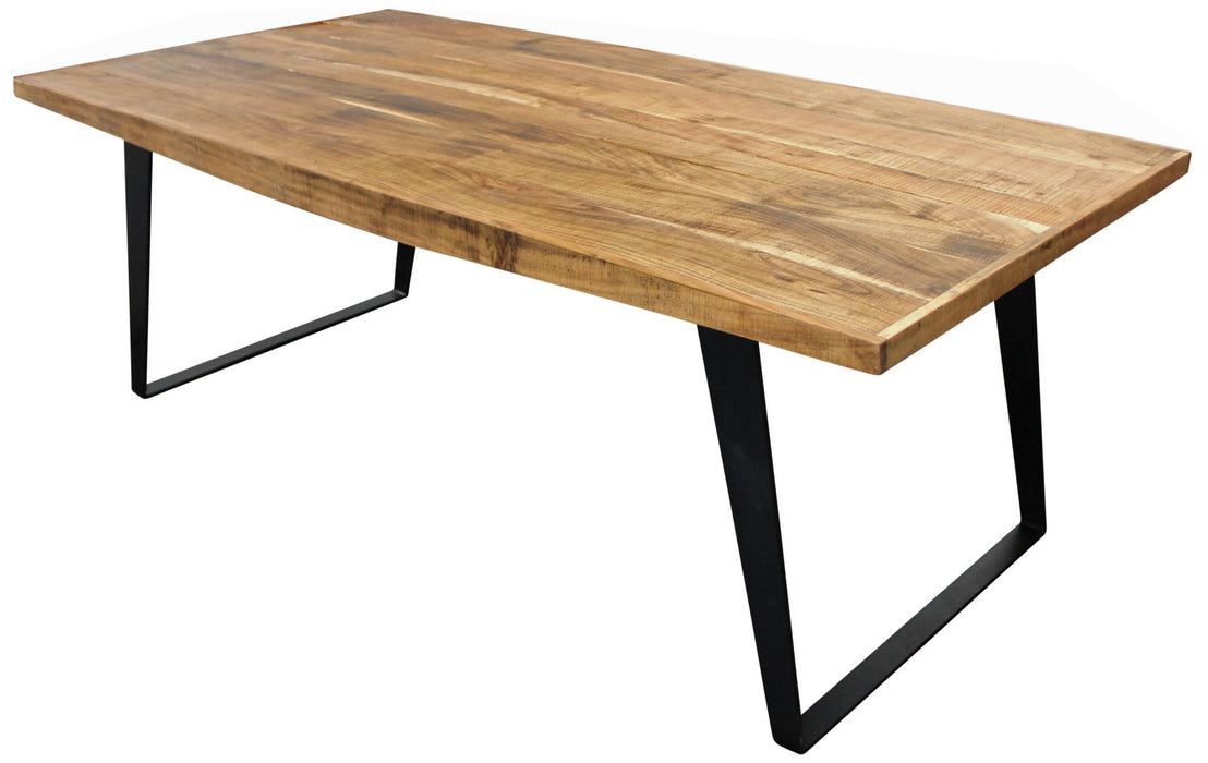 Rectangular Solid Wood And Iron Dining Table 63" - Natural And Black