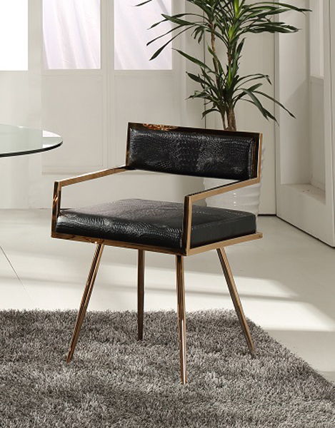 Dining Chair - Black And Rosegold