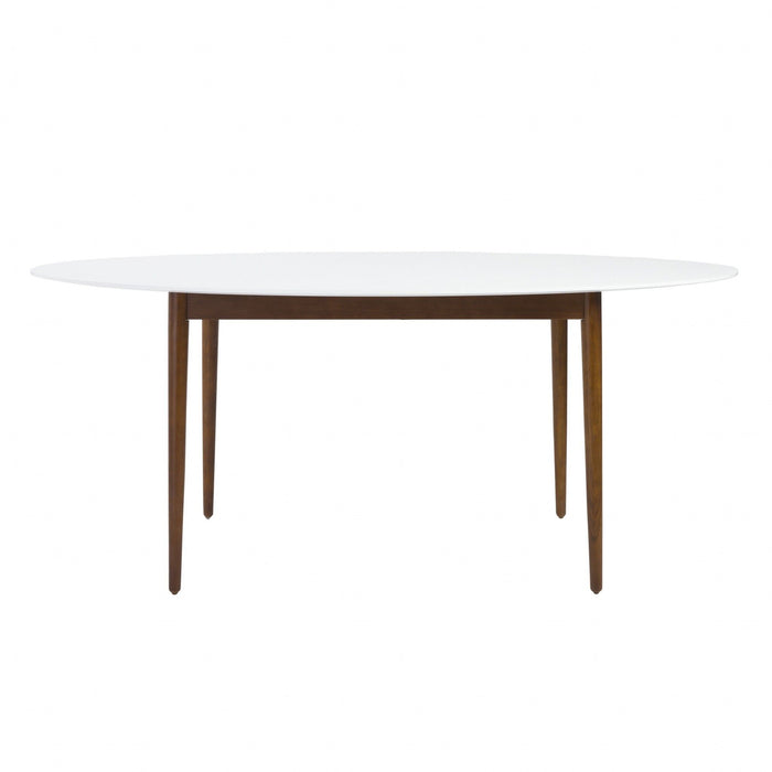 Modern Oval Dining Table - Walnut and White