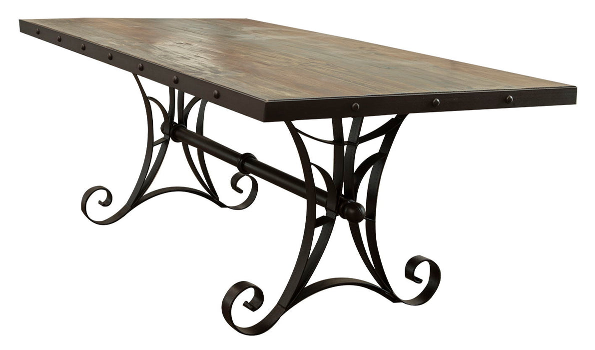 Antique Multicolor - Table With Iron Base - Dark Brown