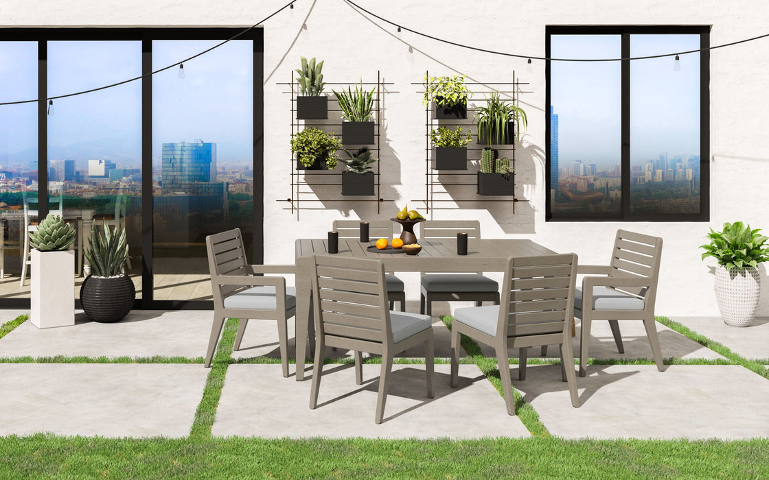 Sustain - Outdoor Dining Table And Six Chairs - Wood - Dark Gray - 30"
