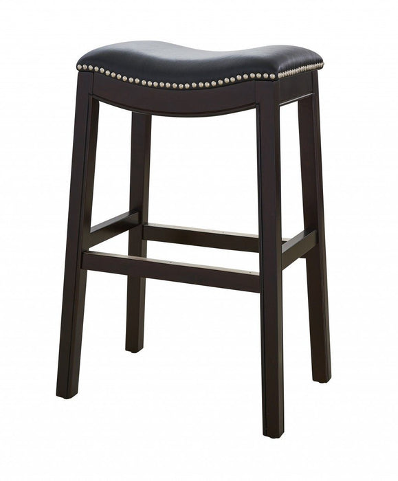 Saddle Style Counter Height Bar Stool Vinyl 30" - Espresso And Black