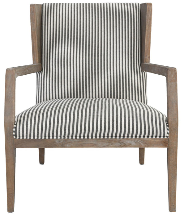 Linen Blend Ticking Stripe Wingback Chair 29" - Gray and Cream