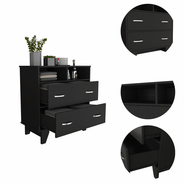 Manufactured Wood Two Drawer Standard Dresser 32" - Black