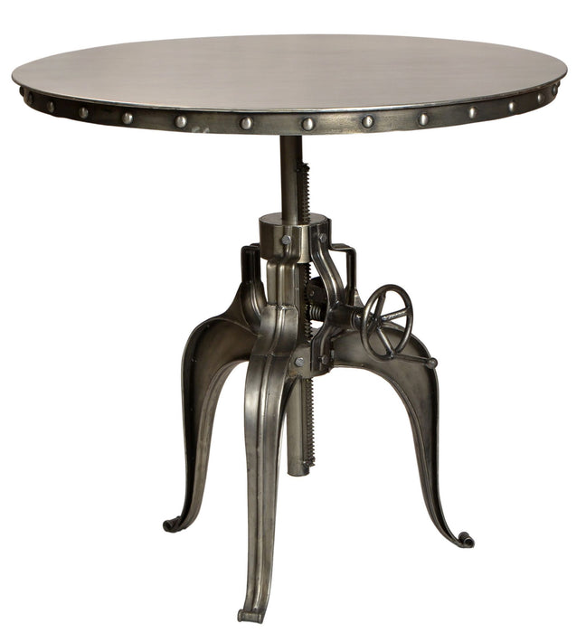 Gunmetal Industrial Gear Adjustable Height Round Dining Table 36" - Silver
