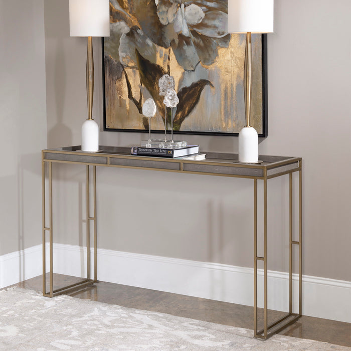 Cardew - Modern Console Table - Pearl Silver & Gold