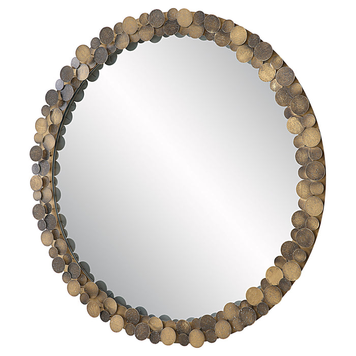 Dinar - Round Mirror - Aged Gold