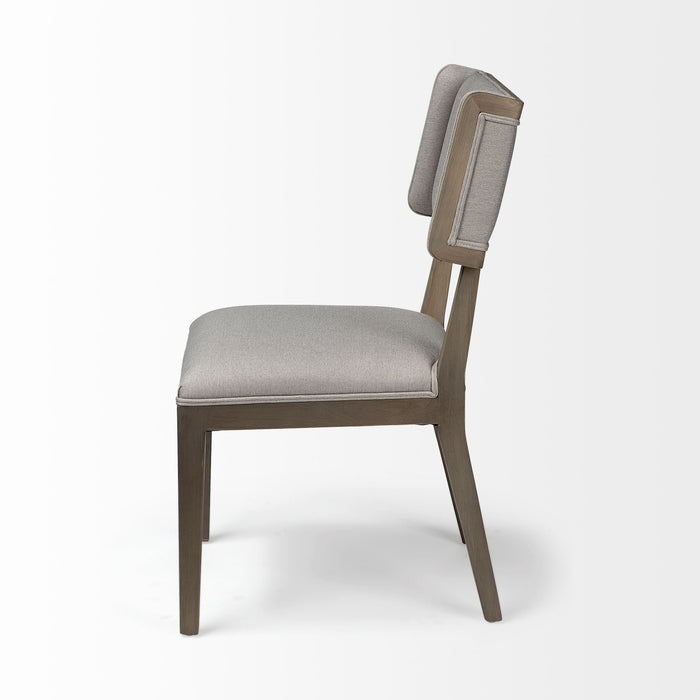 Gray Fabric Seat With Brown Wood Frame Dining Chair