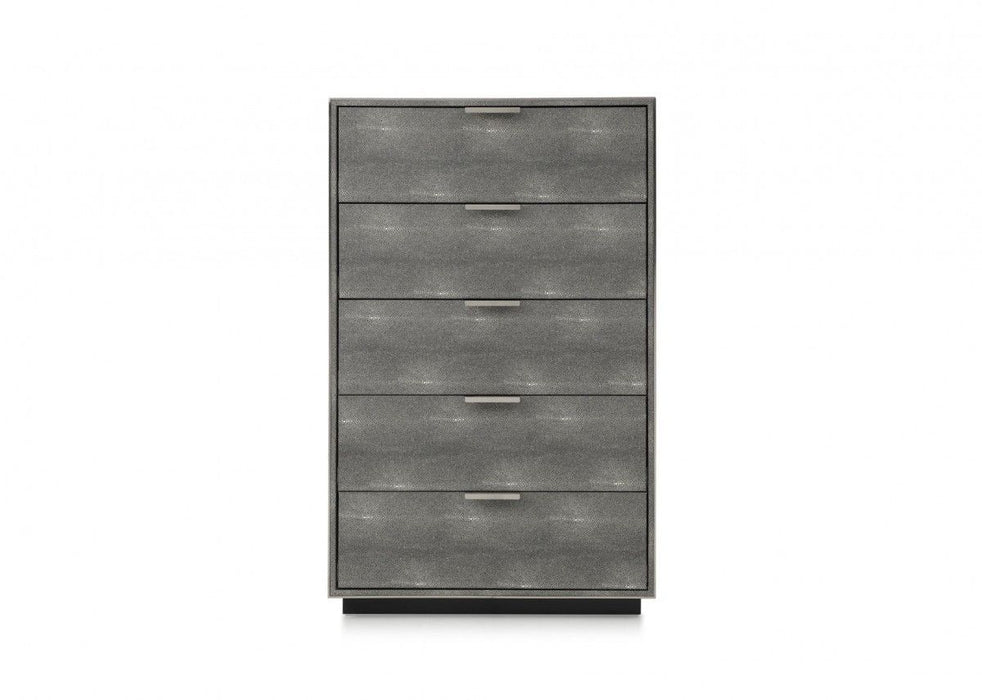 Manufactured Wood with Solid Wood And Stainless Steel Five Drawer Standard Chest 30" - Gray