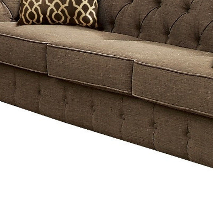 Sofa With Two Toss Pillows 90" - Brown Linen And Black