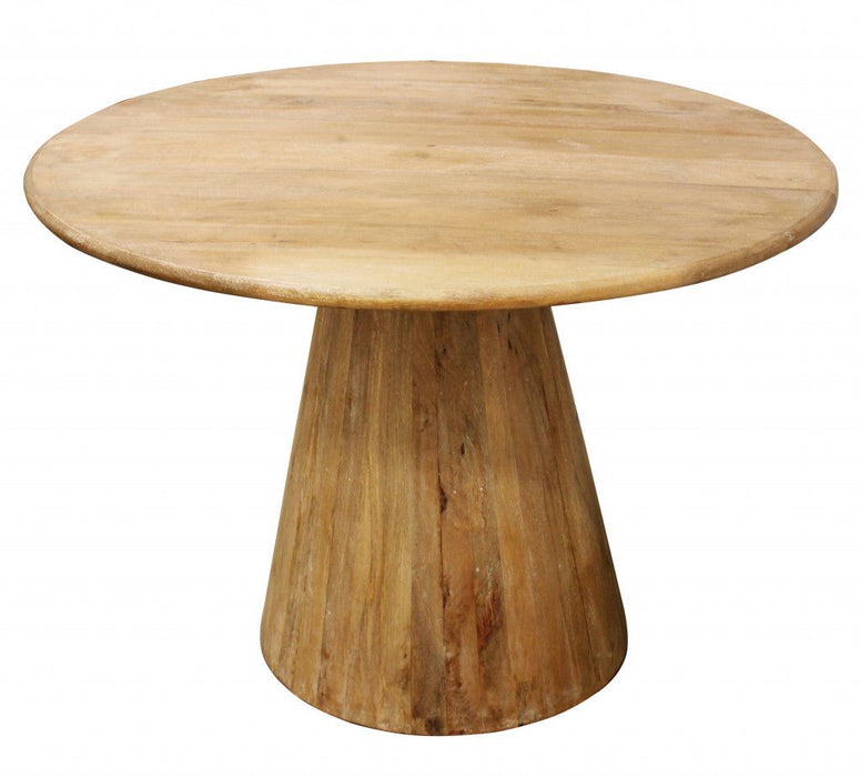 Rounded Solid Wood Pedestal Dining Table 42" - Natural