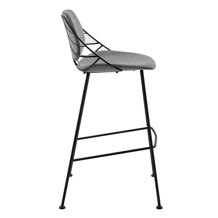 Steel Low Back Bar Height Chairs With Footrest (Set of 2) 40" - Light Gray And Black