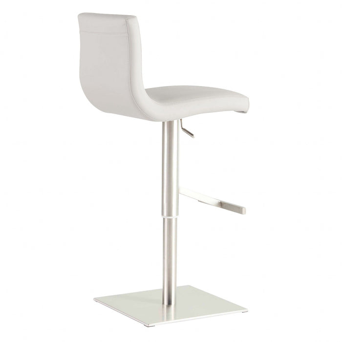 Steel Swivel Low Back Bar Height Chair With Footrest 42" - White And Silver