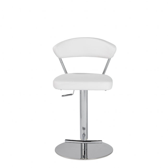 Steel Swivel Low Back Bar Height Chair With Footrest 42" - White Silver