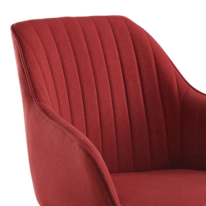 Fabric And Natural Swivel Arm Chair 23" - Red