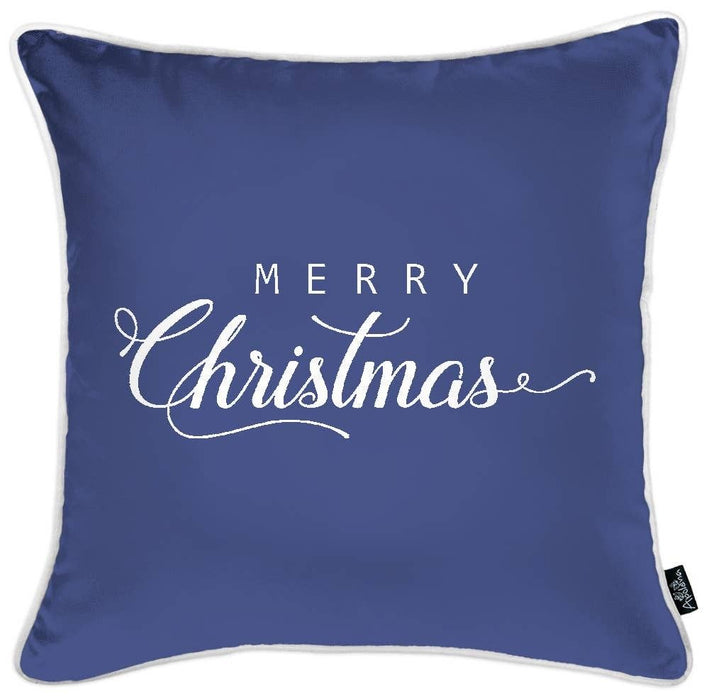 18"Lx18"D Zippered Polyester Christmas Reindeer Throw Pillow (Set of 4) - Blue