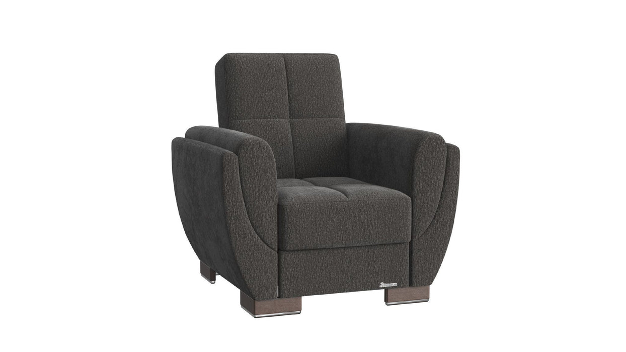 Chenille Tufted Convertible Chair 36" - Gray