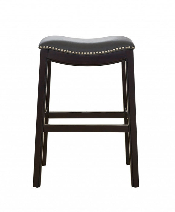 Saddle Style Counter Height Bar Stool 25" - Espresso And Gray
