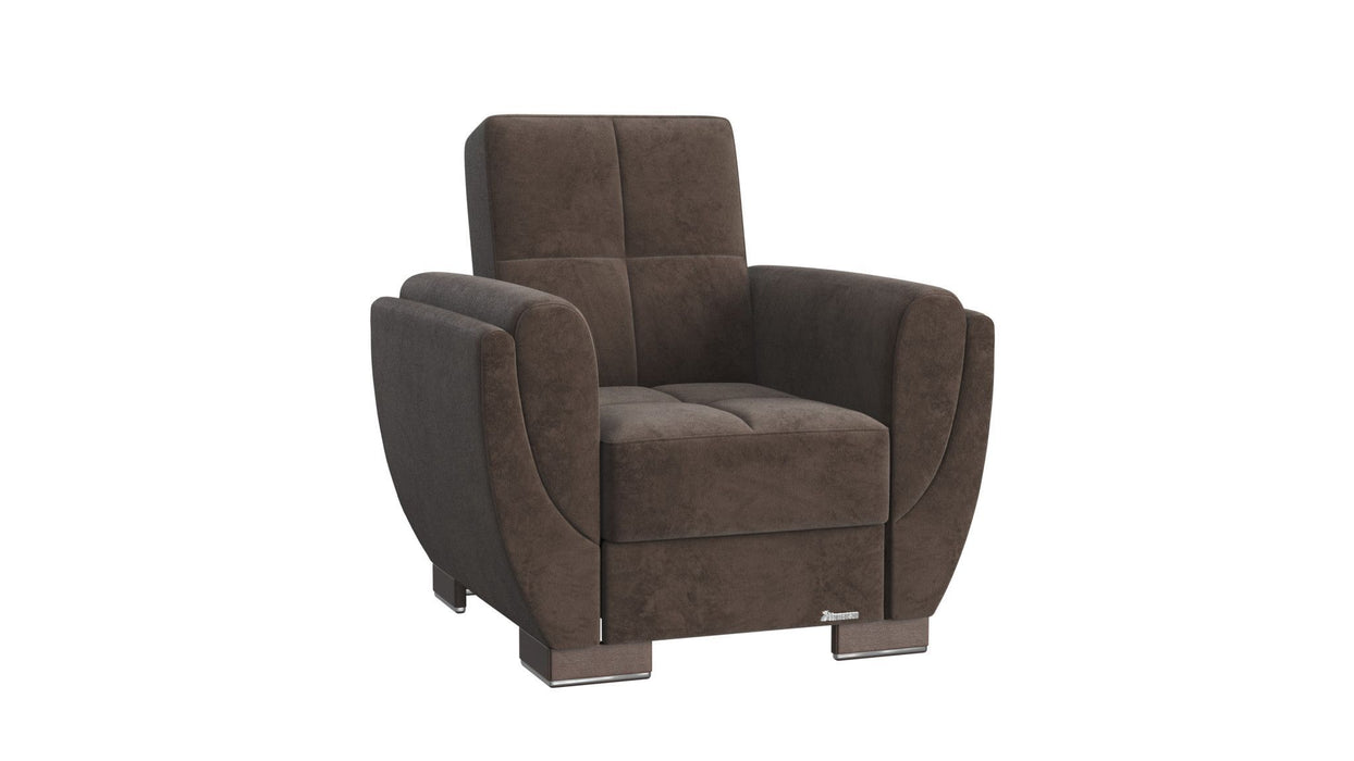 Microfiber Tufted Convertible Chair 36" - Brown and Gray