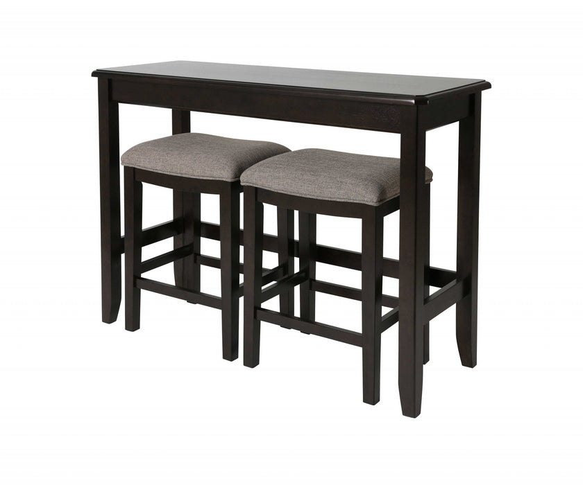 Perfecto Finish Sofa Table With Two Bar Stools - Espresso