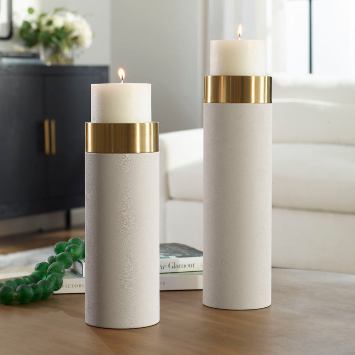 Wessex - Pillar Candleholders (Set Of 2) - White