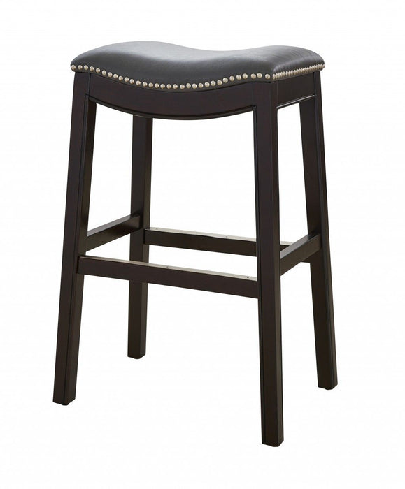 Saddle Style Counter Height Bar Stool Vinyl 30" - Espresso And Gray