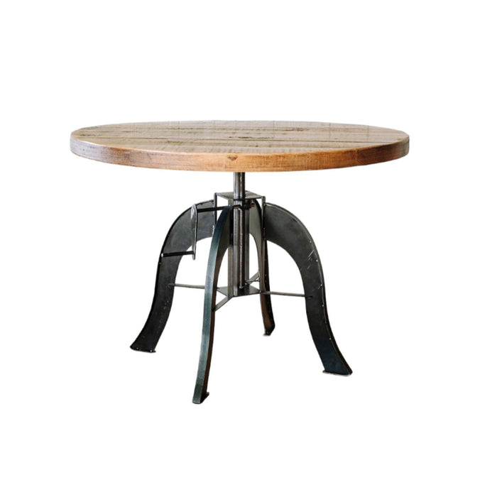 Solid Wood And Steel Round Dining Table 36" - Brown And Black
