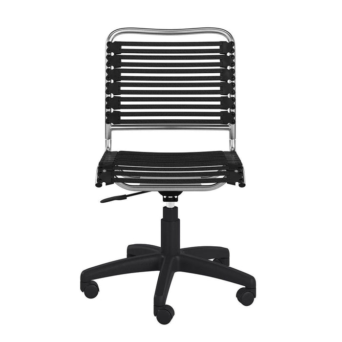 Flat Bungee Cord Low Back Office Chair - Black And Chrome
